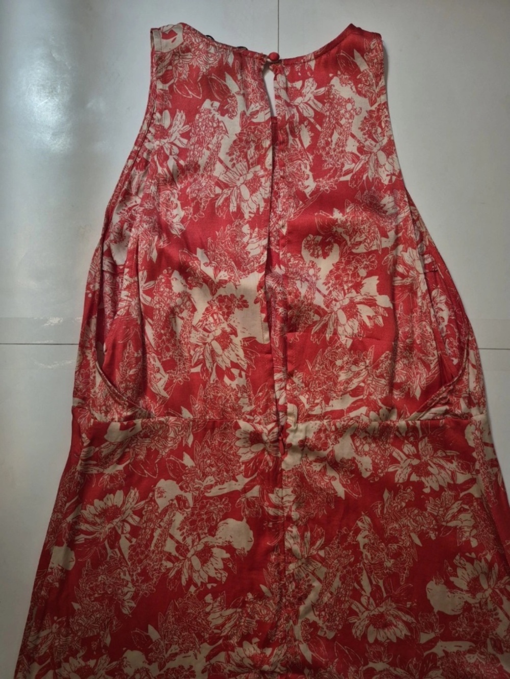 Knot Sisters Viscose DRESS red ivory NWT S halter mini soft Aline - Picture 9 of 12